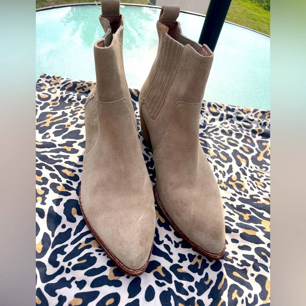 Madewell Women's Tan Suede Western Ankle Boots SZ 6.5